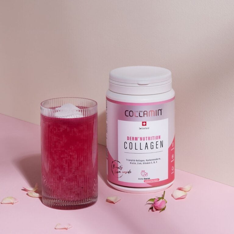 Collamin Derm'Nutrition Collagene con Saft e Kollagenpulver nel vetro